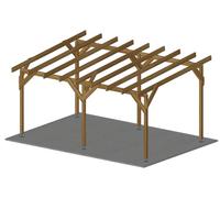 Carport en Bois avec Pente de 10%, Un vehicule, de 3m par 5m, traité Classe 3 - Nicolas