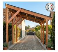 Carport luxe Bois Douglas Français 20 m² - 1 pente - 6 poteaux - Abri 2 véhicules- Garantie 10 ans