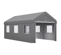 Outsunny Tente garage carport dim. 6L x 2,95l x 2,78H m acier galvanisé robuste PE haute densité 160 g/m² imperméable anti-UV, 2 portes enroulables et 6 fenêtres