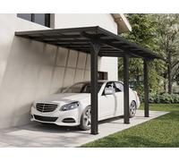 Carport pergola adossée en aluminium et toit polycarbonate - 15,13 m² - anthracite - PAZERA