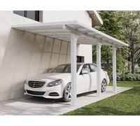 Carport pergola adossée en aluminium et toit polycarbonate - 15,13 m² - blanc - PAZERA