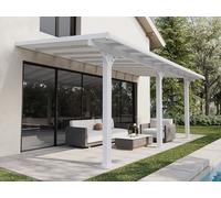 Carport pergola adossée en aluminium et toit polycarbonate - 18,54 m² - blanc - PAZERA