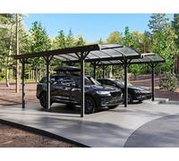 Carport pergola double autoportant en aluminium - 2 voitures - 30 m² - Gris anthracite - BARESA