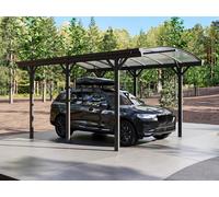 Carport pergola simple autoportant en aluminium - 1 voiture - 15,15 m² - Gris anthracite - BARESA