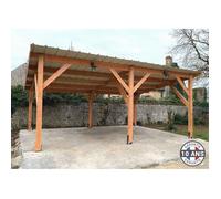 Carport premium Bois Douglas Français 21 m² - monopente - 6 poteaux - Abri 2 véhicules - Garantie 10 ans