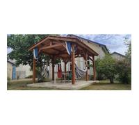 Carport robuste Bois Douglas Français 28 m² - 2 pentes - 6 poteaux - Abri véhicule extérieur - Garantie 10 ans
