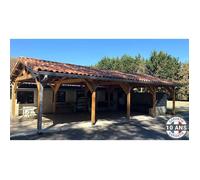 Carport robuste Bois Douglas Français 69 m² - 2 pentes - 10 poteaux - Abri véhicules extérieur - Garantie 10 ans