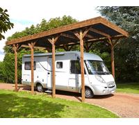 Carport simple en bois autoclave pour camping car Cerland 32,40 m² - Marron