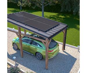 Carport solaire autoclave Cerland Elio 15,5 m² - Marron