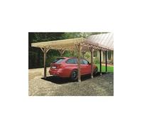 Carport base - SOLID - 4x5xH2,5m - Bois de pin certifié - Poteaux contrecollés 12x12cm