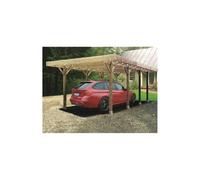 Carport base - SOLID - 4x5xH2,5m - Bois de pin certifié - Poteaux contrecollés 12x12cm