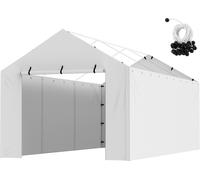 Carport Tente de garage 3 x 6 m, garage en toile, étanche et protégé contre les UV, remise voiture, installation facile avec sangles, blanc (partie supérieure et cadre non inclus)