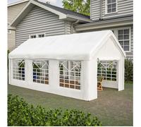 Carport tente-garage 3 x 6 m double accès avec portes enroulables bâche amovible structure acier blanc Grjofek