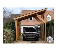 Carport une pente 400cmx600cm, bois DOUGLAS Français (Charpente en bois-auvent-abri voiture) 24 m². Garantie 10 ans
