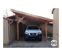 Carport une pente 450cmx400cm, bois DOUGLAS Français (Charpente en bois-auvent-abri voiture) 18 m². Garantie 10 ans