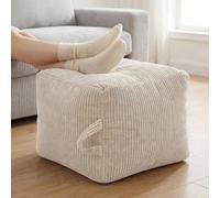 (Carré, beige) Pouf antidérapant, rembourrage en flanelle côtelée douce, 50 x 35 cm, confortable et stable, idéal pour le salon, la chambre à coucher et le bureau