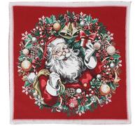 Carré de tissu jacquard polycoton motif festif esprit noël CLAUS Rouge