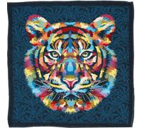 Carré de tissu jacquard polycoton motif tête de tigre SHEREKAHN Multicolor