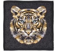 Carré de tissu jacquard polycoton motif tête de tigre SHEREKAHN noir Or
