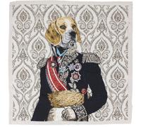 Carré de tissu jacquard polyester motif beagles MARECHAL beige Lin