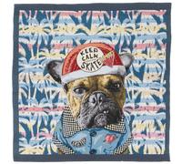 Carré de tissu jacquard polyester motif bulldog SKATER Bleu