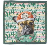 Carré de tissu jacquard polyester motif bulldog SKATER Vert