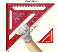 Carré en aluminium de précision-règle triangulaire rouge pour le travail du bois, projets de décoration et de conception pour la maison 1pc