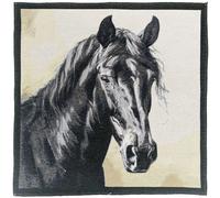 Carré jacquard polycoton 47x47 cm personnage étalon noir