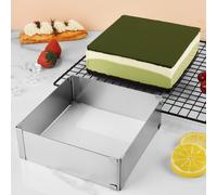 Carré Moule À Gâteau Anneau , 6-11 Pouce Réglable En Acier Inoxydable Bague Gâteau Mousse Carré Coupe-biscuits Pâtisserie Moule De Cuisson Pour Anniversaire Gâteau , Fête dessert ,tiramisu Taille Uniq