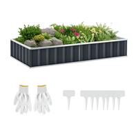 Outsunny Carré Potager de Jardin 174 x 90 x 30 cm - modulable, Montage sans Outils, Gants fournis - tôle d'acier ondulée Anthracite