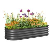 Outsunny Jardinière surélevée carré Potager de Jardin en Acier modulable pour légumes, Plantes, Fleurs, dim. 150 x 62 x 30cm, Gris foncé