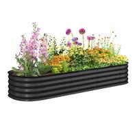 Outsunny Jardinière surélevée carré Potager de Jardin en Acier modulable pour légumes, Plantes, Fleurs, dim. 195 x 62 x 30cm, Gris foncé