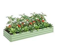 Carré potager de jardin - Outsunny - rectangulaire, pour légumes et fleurs - acier galvanisé - 241 x 90,5 x 30 cm - vert clair