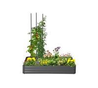 Carré potager de jardin Tuteur modulable acier vert foncé Tôle d'acier ondulée gris clair
