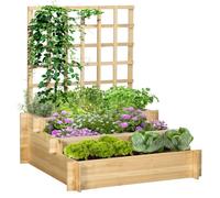 Outsunny Carré potager jardinière 3 étages avec treillis sans fond – Bois naturel 95 x 95 x 110 cm