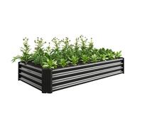 Carré potager surélevé 180/91/30 cm noir en métal avec base ouverte