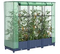 Carré potager surélevé avec housse de serre - vidaXL - 120x40x123 cm - Aspect rotin - Gris - Housse imperméable