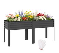 Outsunny Potager sur Pieds en Métal Jardinière 180 x 55 x 80 cm Gris Foncé