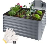 Carré potager - TECTAKE - Carré potager SALVIA en acier galvanisé résistant aux intempéries 120 x 90 x 57cm - Argent
