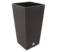 Carre Rato Square pot de fleur 91.5 L en plastique, rotin osier style, en umbra