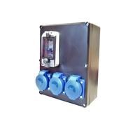 Carré Rouge - Coffret d’Atelier ou de Chantier sur Prises 16A - Étanche, IP44 - Assemblé et Câblé, 11 Modules - Fabrication Française - 27 x 25 x 16 cm