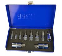 Carré triple cannelure et douilles inviolables 1/4"" 3/8"" et 1/2"" Dr 10pcs à303