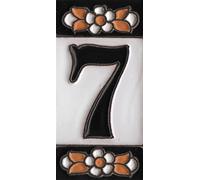 Carreau de maison en céramique avec numéros et panneaux - Motif floral noir - Dimensions : 7,5 x 3,5 cm - 2 à 10 cadres (7)