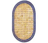 Carreau de mosaïque marocain Marrakech, beige et bleu, ovale, 100 x 60 cm