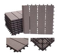 Carreau De Sol En Wpc, Finition Rhône +, Aspect Bois, Balcon/Terrasse, 11x Chaque 30x30cm = 1m² Premium Gris Gris