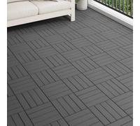 Carreau de Terrasse Design 3D 11 Pièces Noir 30 x 30 cm WPC | Motif 3D,format carré 30 x 30 cm,composite bois-plastique,pose sans outils,idéal pour divers espaces extérieurs