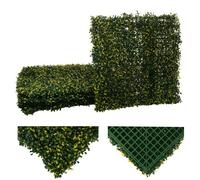 Carreau Mural Hwc-L78, Pare-Vue Pare-Vent Revêtement Pour Terrasse/Balcon, 4x 50x50cm Chacun = 1m² Buis Vert-Jaune Vert