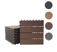 11x Carreau Wpc Rhone, Carrelage Balcon/Terrasse, Optique Bois À 30x30cm = 1m² Premium, Café Linéaire Marron