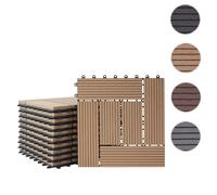 11x Carreau Wpc Rhone, Carrelage Balcon/Terrasse, Optique Bois À 30x30cm = 1m² Premium, Teck Décalé Gris