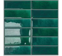 Carreaux adhésifs - Stickers muraux pour cuisine - Cuisine et salle de bain - Adhésif puissant - 10 feuilles - Vert foncé